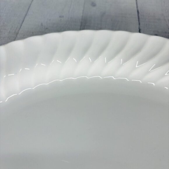 Sheffield BONE WHITE Ivory Swirl Rim Earthenware USA Oval 14" Serving Platter - Picture 12 of 16